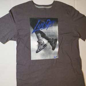 Dark Grey Nike Lift Off Mens T Shirt Blue Letters